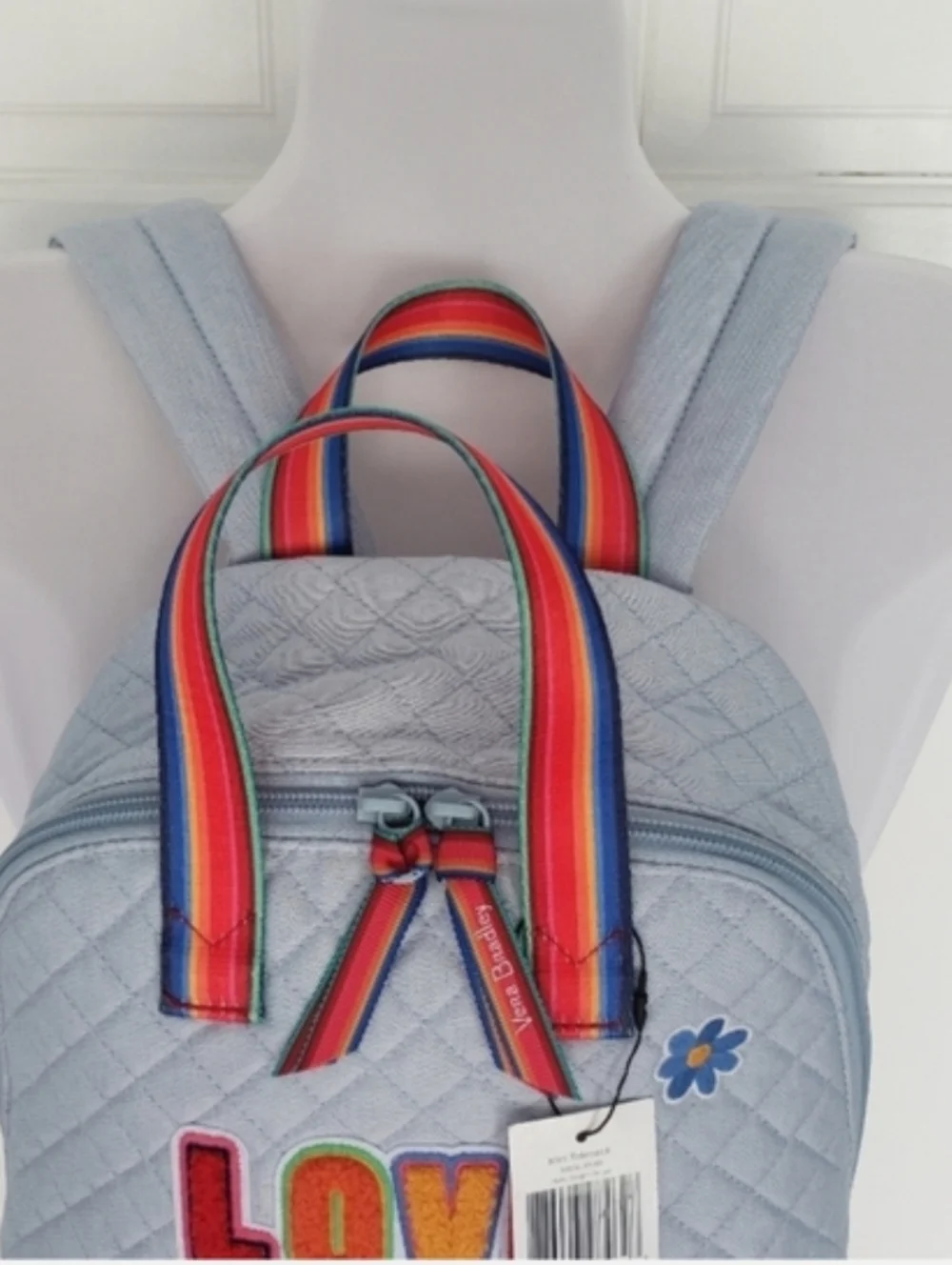 Vera Bradley Quilted Denim Mini Tote Pack Backpack Bright Pride Stripe